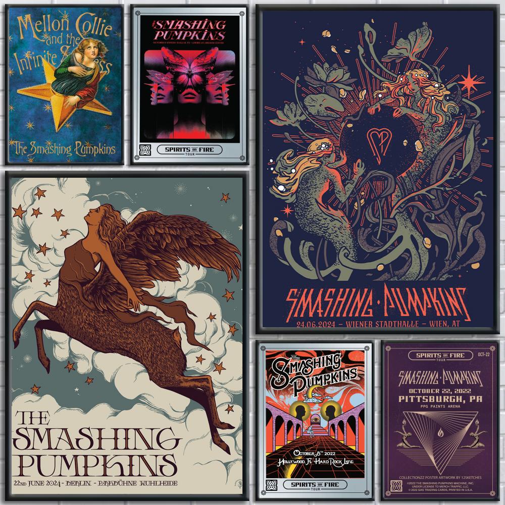 Musical Instrument Poster - ロックバンド ザ・スミッシング・パンプキンズ ポスター 取り外し可能なウォールステッカー 壁画 リビングルーム用