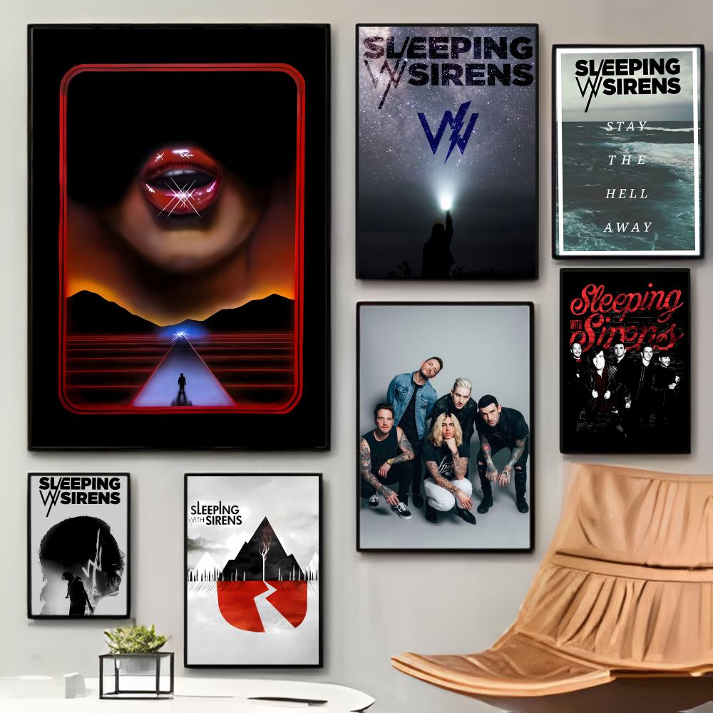 Musical Instrument Poster - カジュアルなエモロックバンド S-Sleeping With Sirens ポスター 粘着性のある防水コーヒーハウス