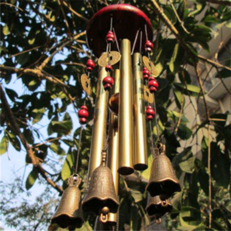 Wind Chime Tubular - 大型風鈴チューブ鐘木材 + 金属教会の鐘屋外屋内家庭菜園 Decorat 吊り風鈴幸運のシンボル