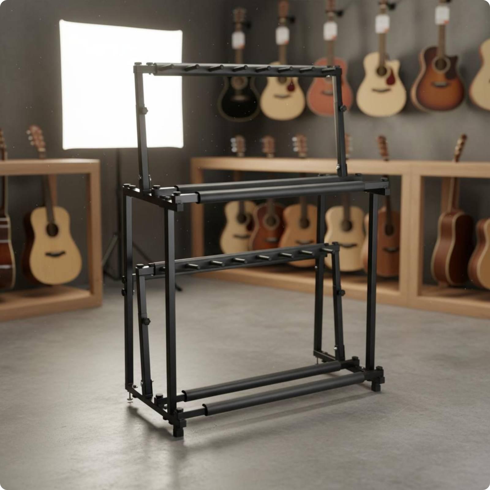 Musical Instruments Easy - 大容量調整可能ウクレレディスプレイラック、二段スタンド、楽器店の楽器整理と簡単なアクセスに最適