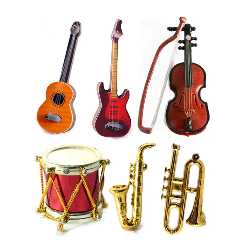 Musical Instrument Gif - 1/12 スケール人形楽器ドールハウスアクセサリーミニチュアピアノバイオリンギタードラムマイクトランペットモデルクラフト
