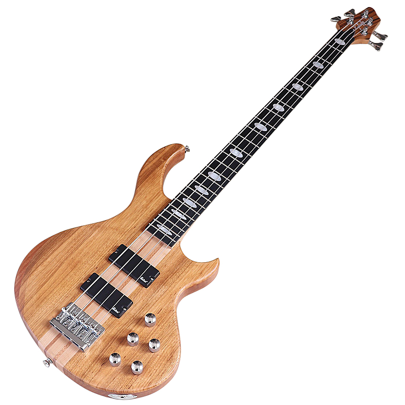 Bass Guitar Fretless - 4弦アクティブエレキベースギターネックスルーゼブラウッドトップオクメボディ43インチマットアクティブベース高品質ギターラ