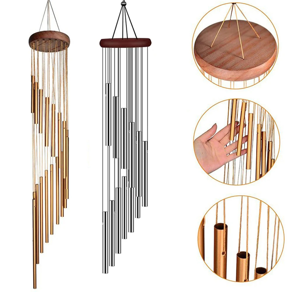 Wind Chime Tubular - 12 メタルアルミチューブ風鈴 フック付き 屋外の庭の装飾 ホームウェディングパーティー 記念装飾の記念品