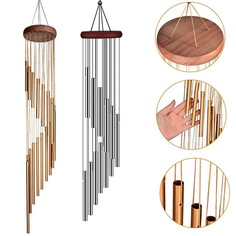 Wind Chime Tubular - 1ピース12チューブアルミ合金風チャイムフック付きゴールド/シルバーベル屋外ウェディングパーティー記念装飾ギフト用