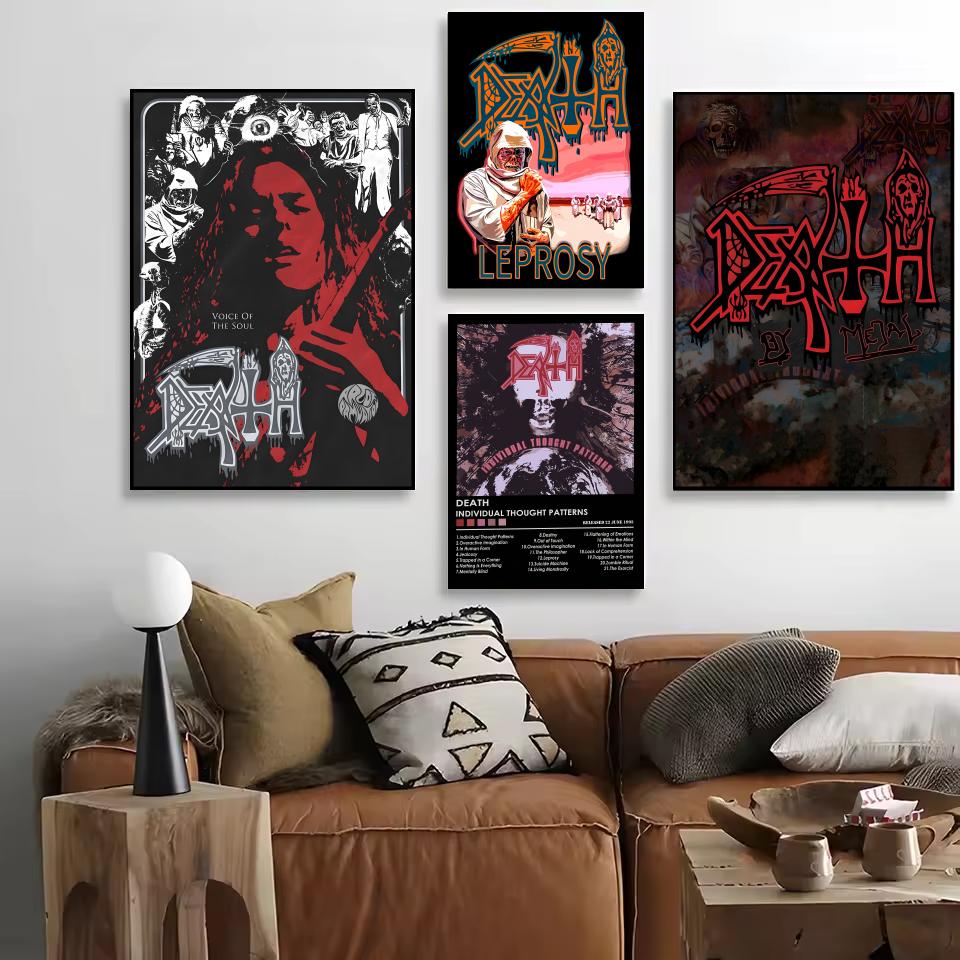 ロック D-デスバンド絵画書道キャンバスポスター壁アートプリ - Musical Instrument Poster のレビューと価格