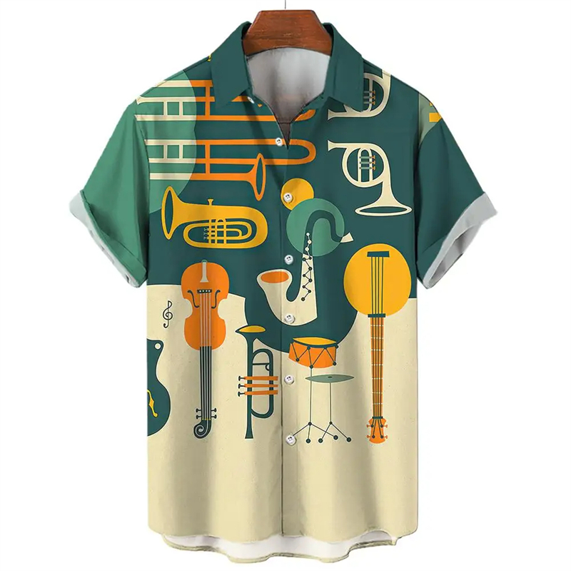 メンズ半袖楽器,3Dプリントギター,カラフルなブラウス - Musical Instrument Oboe のレビューと価格