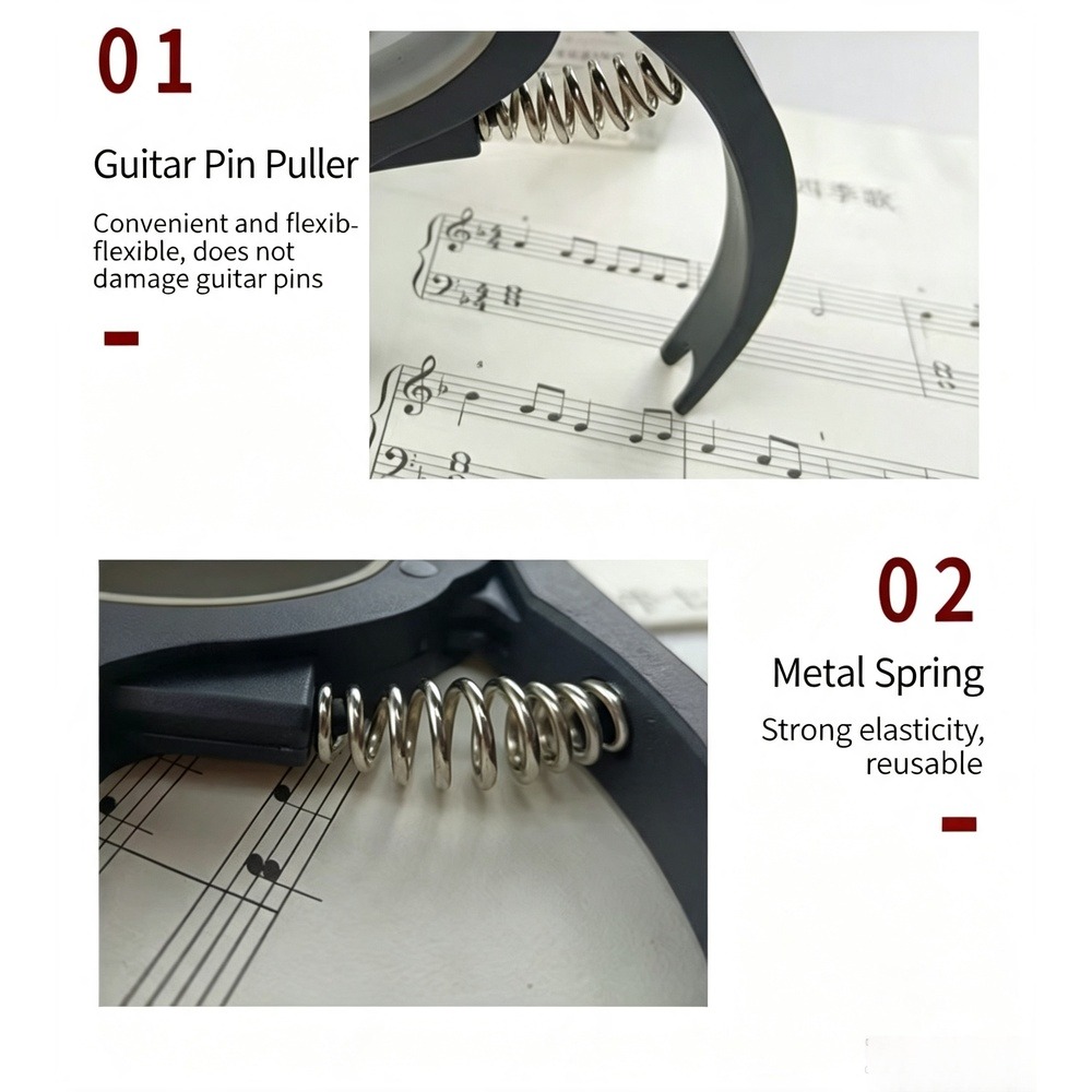 2 in 1 ギターカポ（ブリッジピンプーラー付き）、ABS - Musical Instruments Easy のレビューと価格