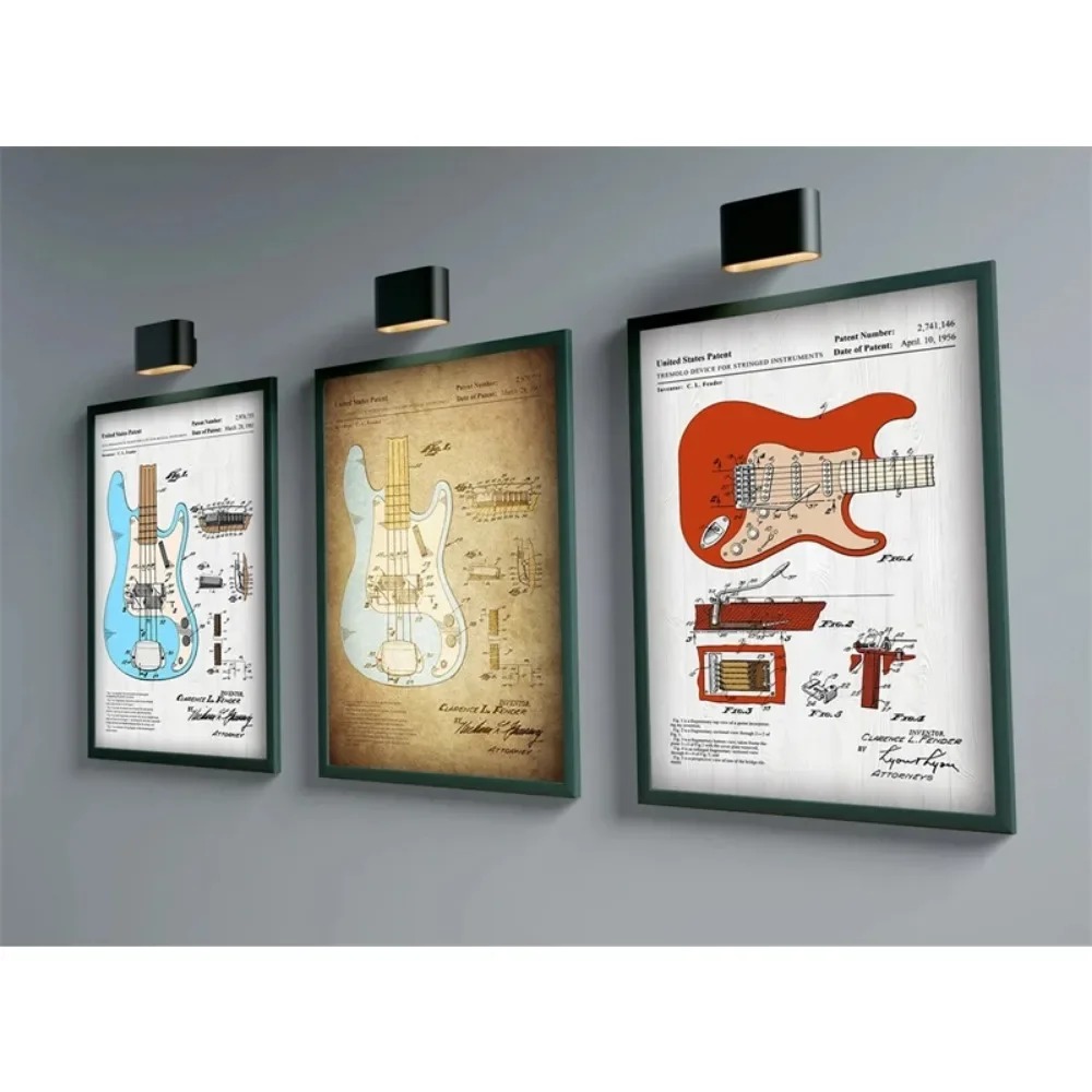 エレクトリックギターの解剖学ポスター,キャンバスプリント,壁 - Musical Instrument Poster のレビューと価格