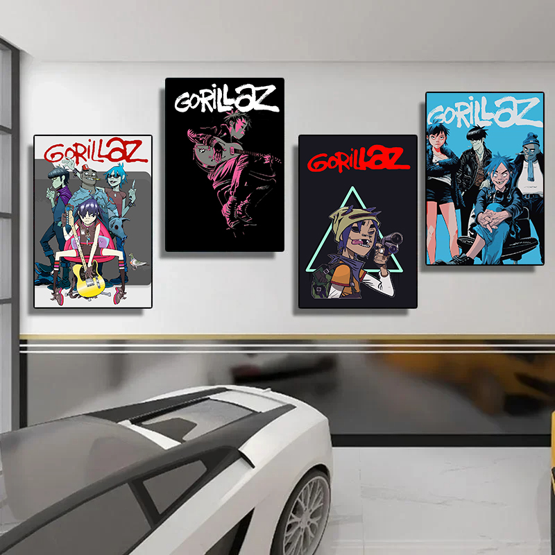 バーチャルキャラクターロックバンドGorillazミュージッ - Musical Instrument Poster のレビューと価格