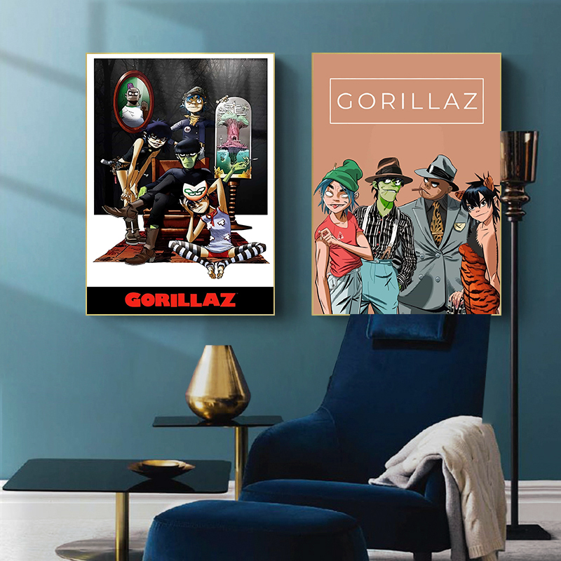 バーチャルキャラクターロックバンドGorillazミュージッ - Musical Instrument Poster のレビューと価格