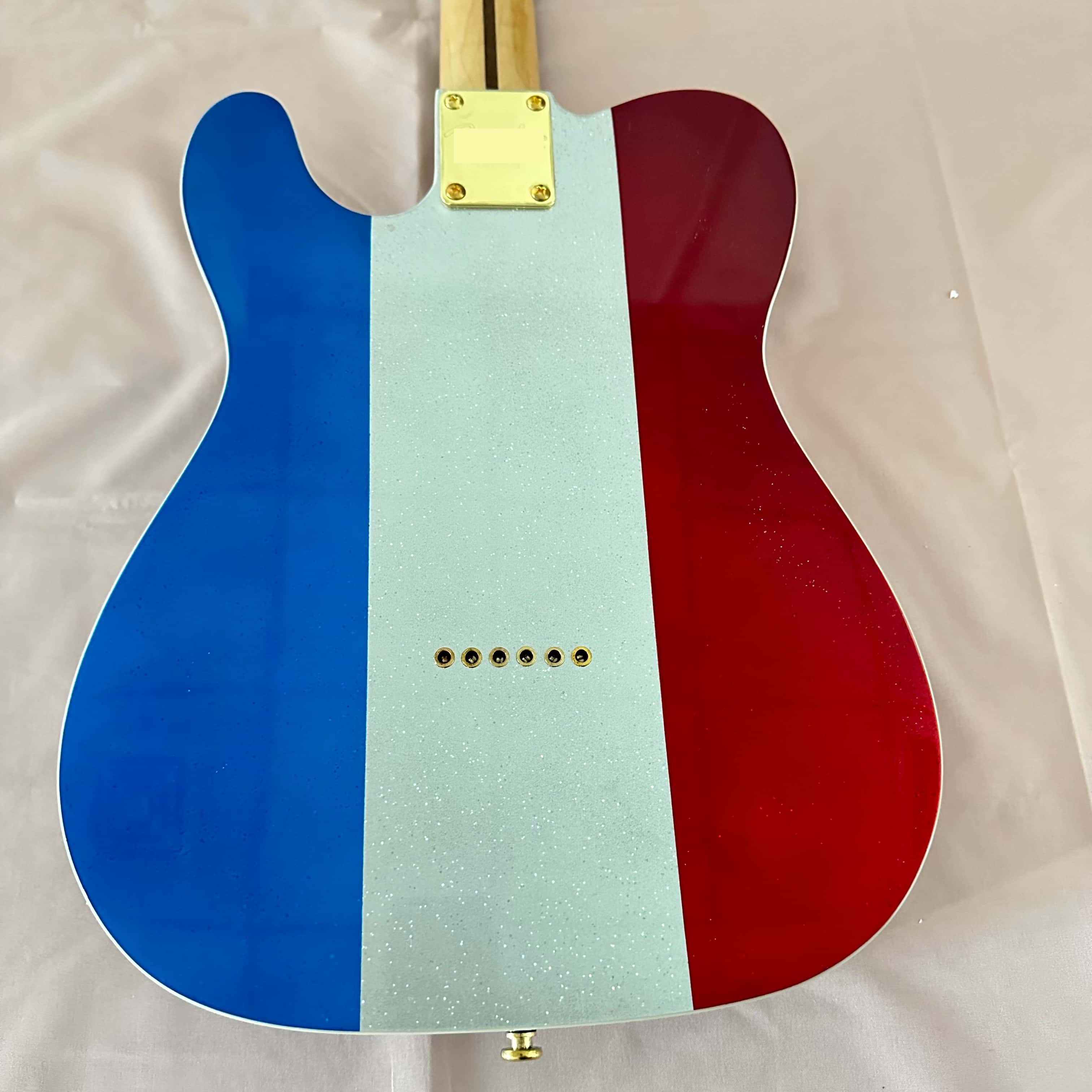 エレキギター レッド シルバー ブルー グリッター 縦縞 ゴ - Musical Instrument Mandolin のレビューと価格