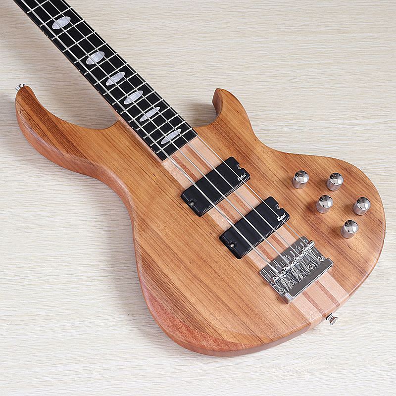 4弦アクティブエレキベースギターネックスルーゼブラウッドトッ - Bass Guitar Fretless のレビューと価格