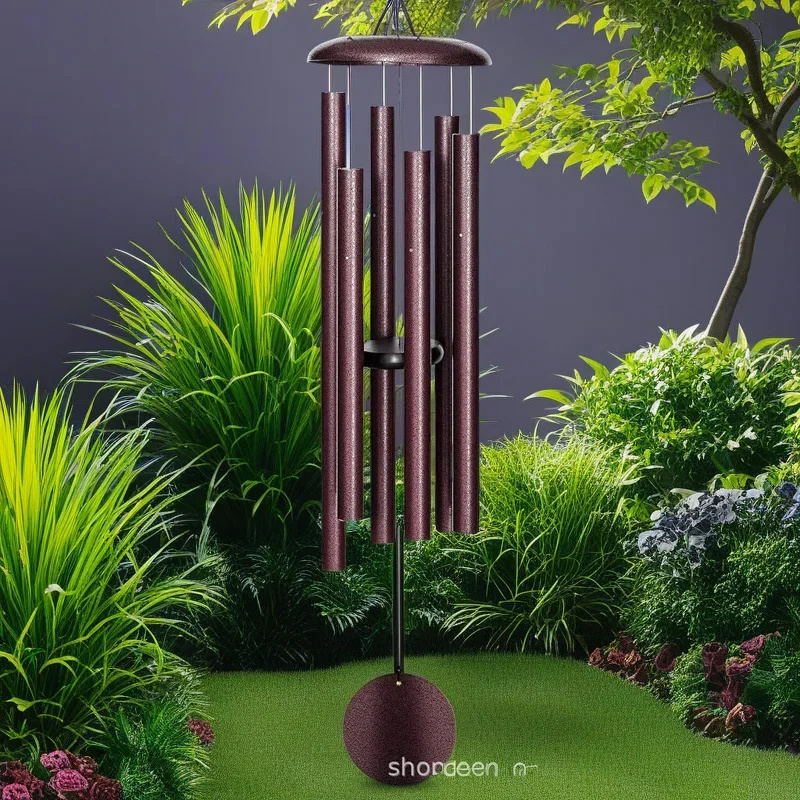 45インチ屋外風鈴、赤いアルミチューブ、鉄製トップキャップ付 - Wind Chime Tubular のレビューと価格