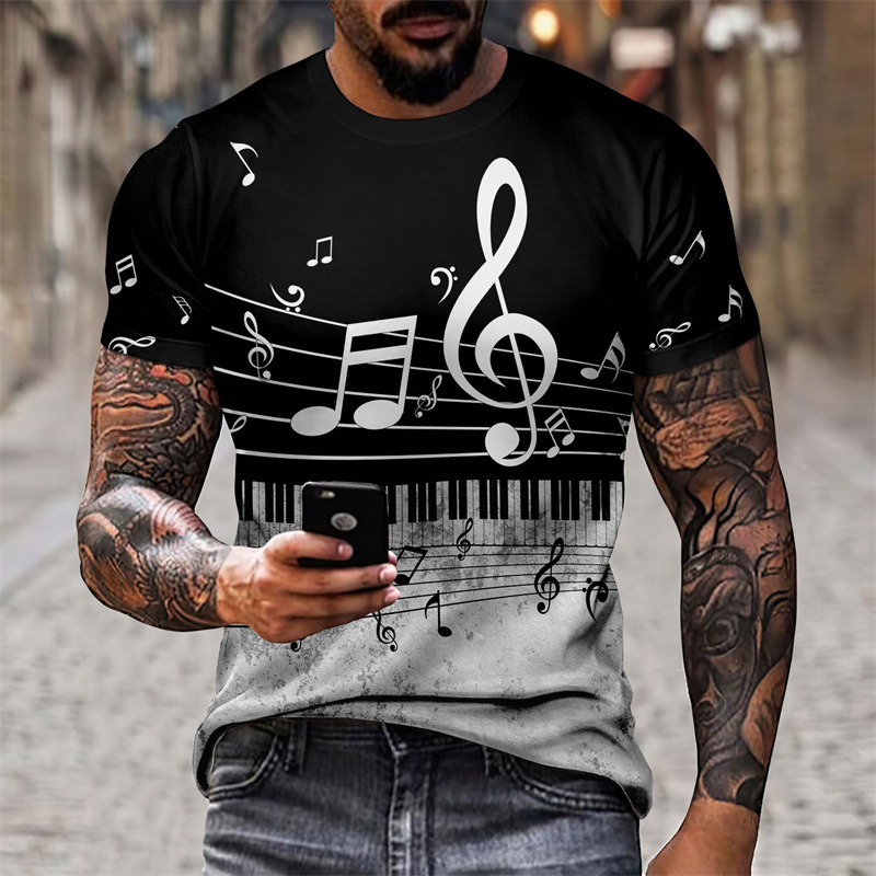 男性用3Dプリント楽器音楽Tシャツ,カラフルなアート,パーテ - Musical Instrument Gif のレビューと価格