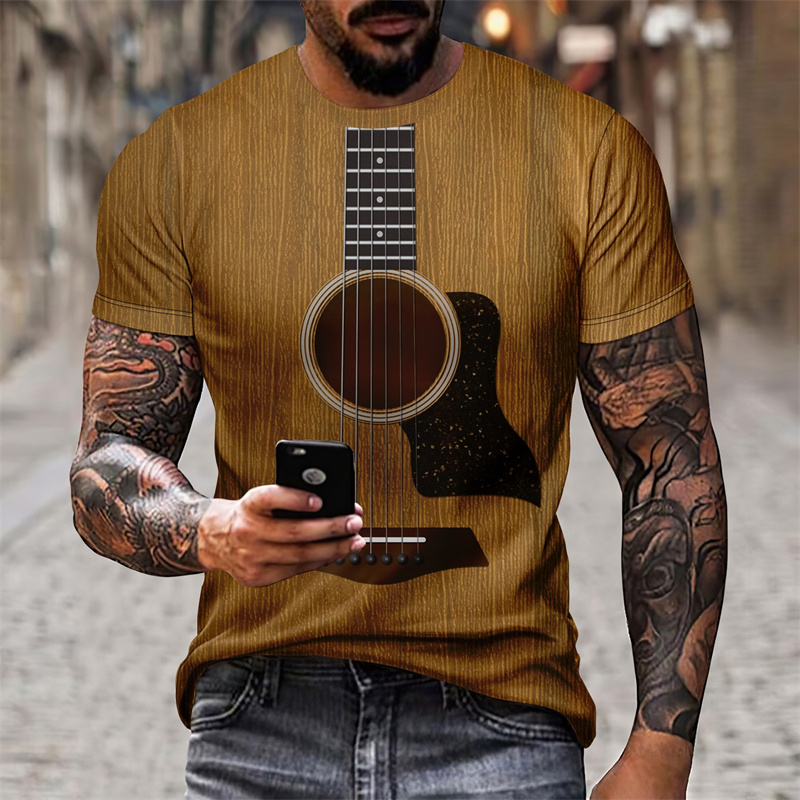 男性用3Dプリント楽器音楽Tシャツ,カラフルなアート,パーテ - Musical Instrument Gif のレビューと価格