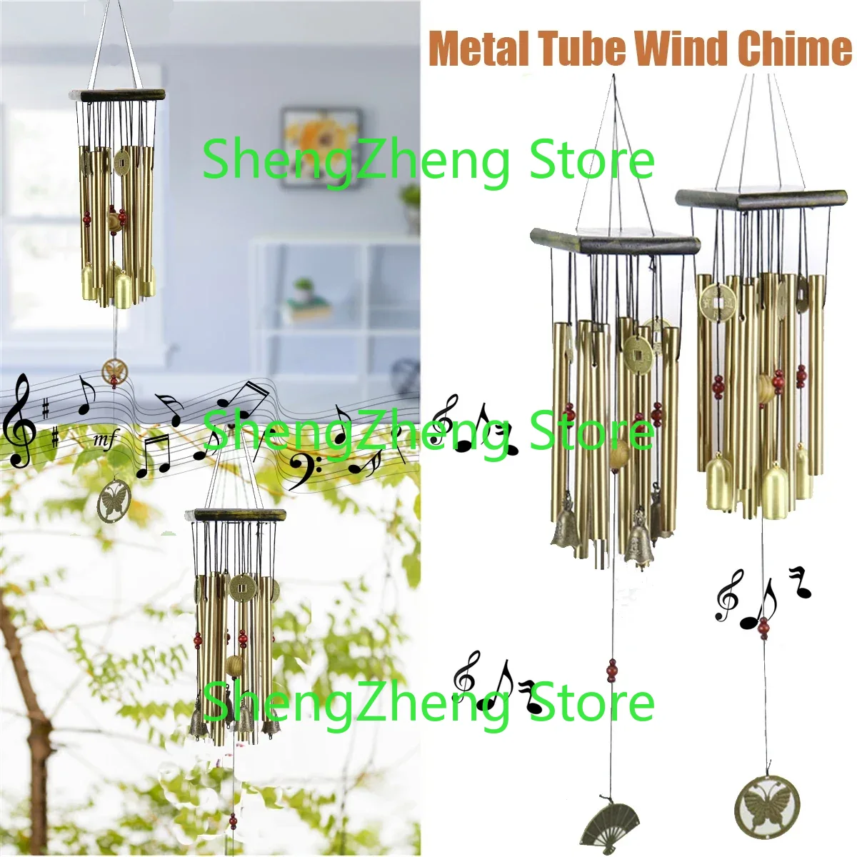 無垢材中空管金属管管状風鈴防錆ギフト - Wind Chime Tubular のレビューと価格