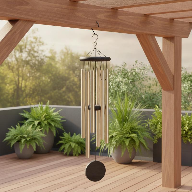 赤い木製八角形タグ付き風鈴、6本の金属製アルミチューブ、庭や - Wind Chime Tubular のレビューと価格