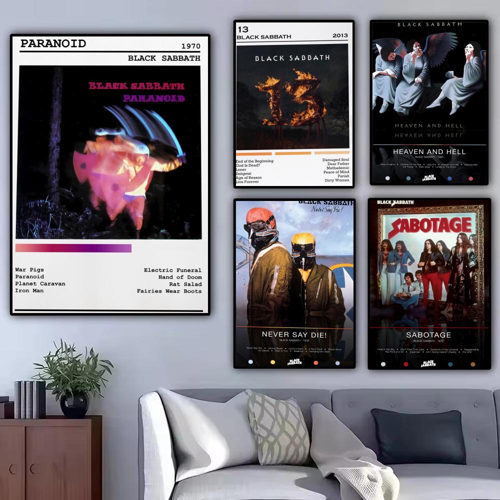 ロックバンド B-ブラックサバス絵画書道モダンキャンバスポス - Musical Instrument Poster のレビューと価格