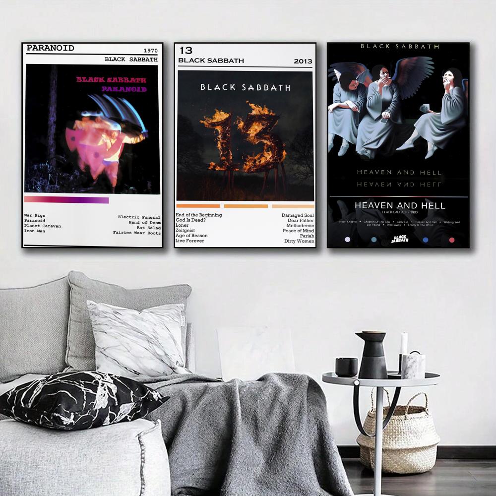 ロックバンド B-ブラックサバス絵画書道モダンキャンバスポス - Musical Instrument Poster のレビューと価格